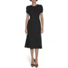 Calvin Klein Tulip Sleeve Crepe A-line Midi Dress In Black
