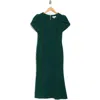Calvin Klein Tulip Sleeve Crepe A-line Midi Dress In Green