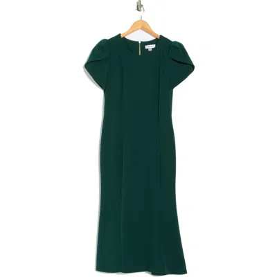 CALVIN KLEIN CALVIN KLEIN TULIP SLEEVE CREPE A-LINE MIDI DRESS