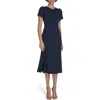Calvin Klein Tulip Sleeve Crepe A-line Midi Dress In Purple
