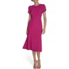 Calvin Klein Tulip Sleeve Crepe A-line Midi Dress In Purple