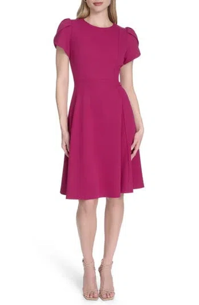 Calvin Klein Tulip Sleeve Fit & Flare Dress In Purple