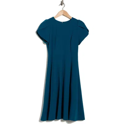 Calvin Klein Tulip Sleeve Midi Dress In Blue