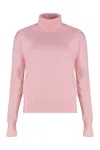 Calvin Klein Turtleneck Sweater In Merino Wool In Pink