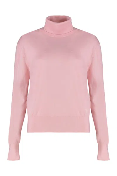 Calvin Klein Turtleneck Sweater In Merino Wool In Pink
