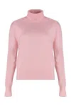 Calvin Klein Turtleneck Sweater In Merino Wool In Pink