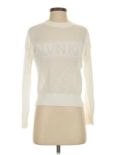 Pre-owned Calvin Klein Turtleneck Sweater In Ivory