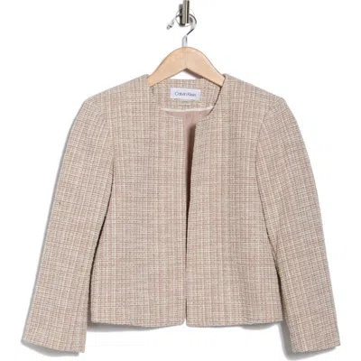 Calvin Klein Tweed Crop Jacket In Neutral
