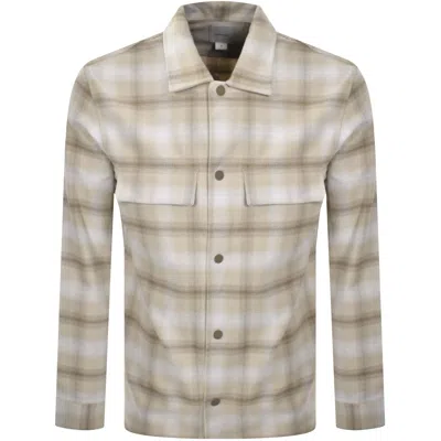 Calvin Klein Twill Check Overshirt Beige In Sand