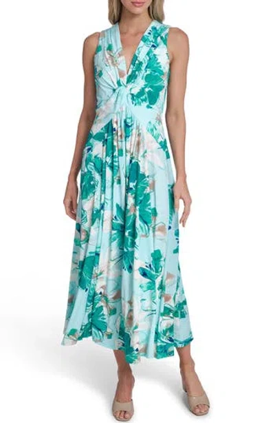 Calvin Klein Twist And Drape Maxi Dress In Multi