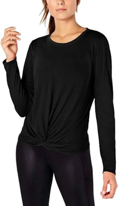 Calvin Klein Twist Front Long Sleeve Top In Black