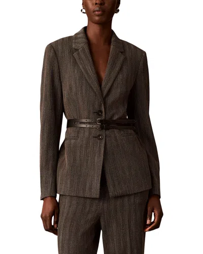 Calvin Klein Two Button Belted Notch Collar Jacket In Multi