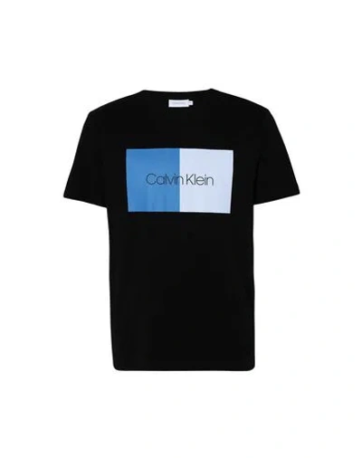 Calvin Klein Two Color Front Logo Man T-shirt Black Size Xxl Cotton