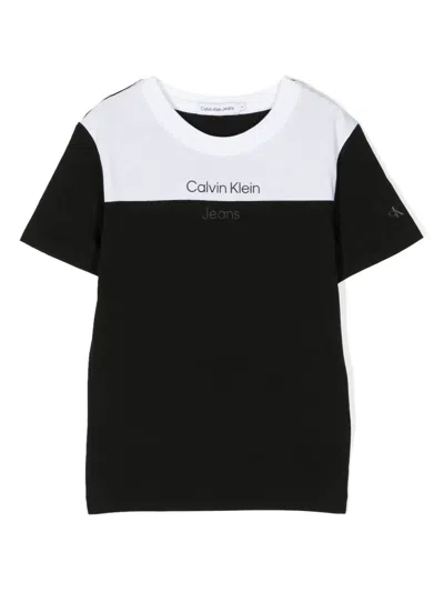 Calvin Klein Kids' Two-tone Panelled T-shirt In Black