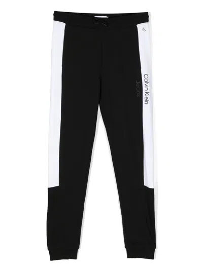 Calvin Klein Kids' Two-tone Panelled Track Pants In Black