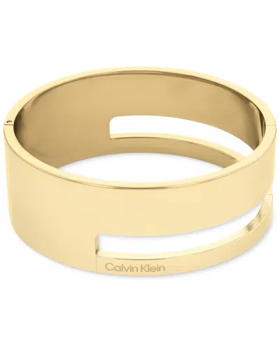 CALVIN KLEIN TWO-TONE STAINLESS STEEL GEOMETRIC BANGLE BRACELET