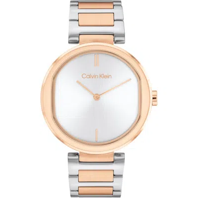 Calvin Klein Two-tone Bracelet Watch, 36mm In White M-o-p