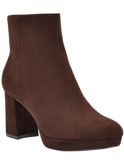 Calvin Klein Uda2 Womens Faux Suede Platform Heel Ankle Boots In Brown