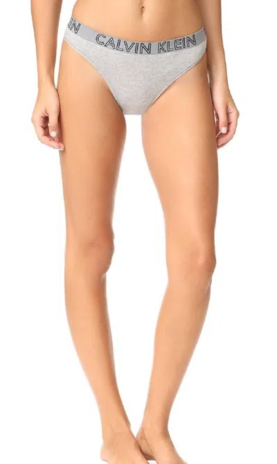 Calvin Klein Ultimate Cotton Thong Panty In Grey In Grey Heather