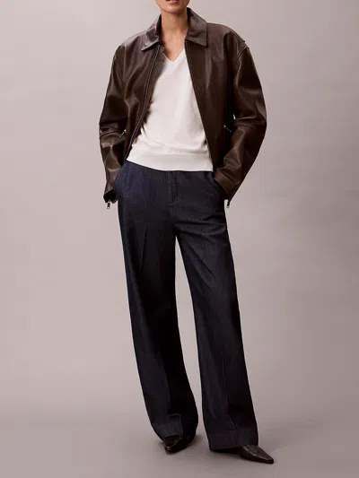 Calvin Klein Ultra High Denim Trouser In Gray