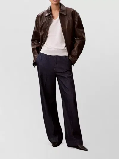 Calvin Klein Ultra High Waist Wide Leg Denim Trousers In Black