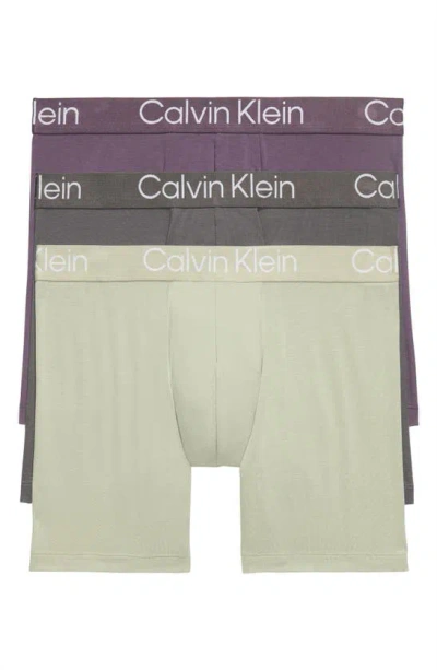 Calvin Klein Ultra-soft Modern 3-pack Stretch Modal Boxer Briefs In Ln2 Eiffel