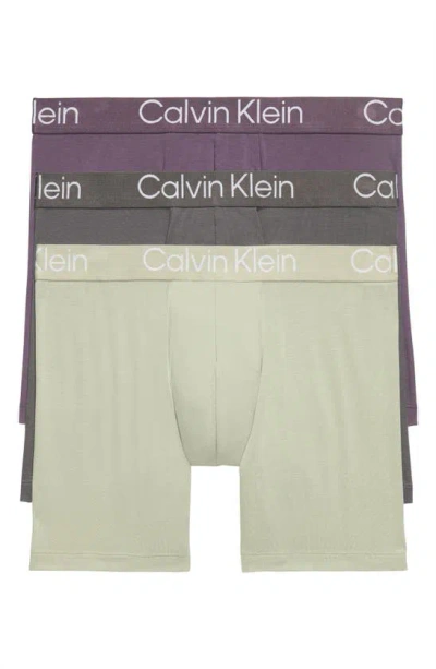 Calvin Klein Ultra-soft Modern 3-pack Stretch Modal Boxer Briefs In Ln Eiffel