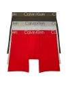 Calvin Klein Ultra Soft Modern Boxer Briefs, Pack Of 3 In Flint Stone/black/rouge