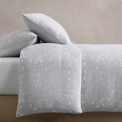 Calvin Klein Umbra Floral Cotton Jacquard 3 Piece Comforter Set, Queen In White