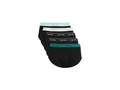 Calvin Klein Underwear 100% Cotton Brief 5-pack Men's Underwear Black Bodies/black/niagara Falls Mist/white Sand/aqua Bar/b In Multi