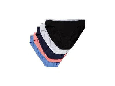 Calvin Klein Underwear 5-pack Signature Cotton Bikini Bottoms Women's Underwear Black/white/genie/continental/blue Light Lo