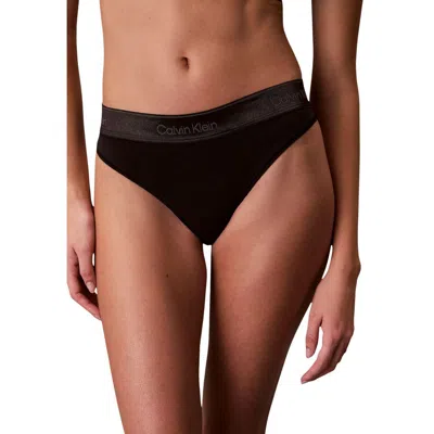 Calvin Klein Underwear Black Cotton Pantie In Brown
