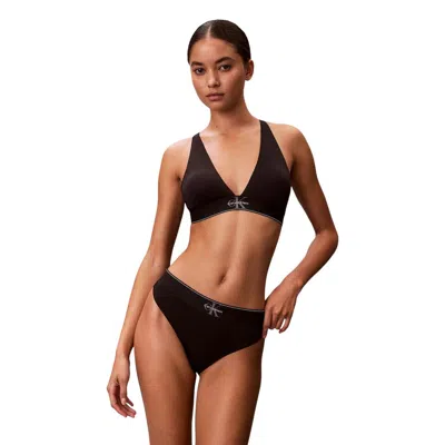 Calvin Klein Underwear Black Recycled Polyester Pantie In Brown