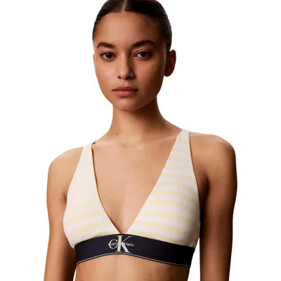 Calvin Klein Underwear Blue Polyester Bra In Yellow