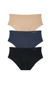 Calvin Klein Underwear Invisibles Hipster 3 Pack In Nude  Navy & Black