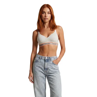 Calvin Klein Underwear Cream Cotton Bra In Gray