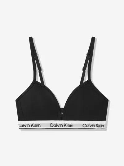 Calvin Klein Underwear Kids' Girls Triangle Bra In Black