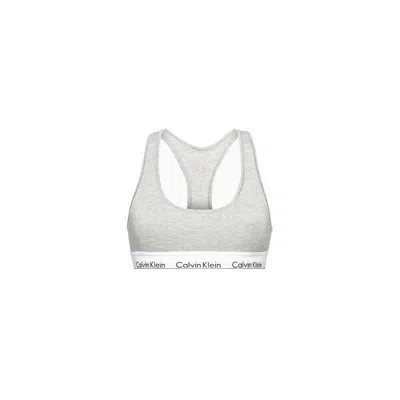 Calvin Klein Underwear Modern Cotton Ribbed Stretch Modal-blend Soft-cup Bra In Grey Heather