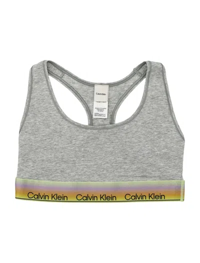 Calvin Klein Multicolor Logo Band Bralette In Gray