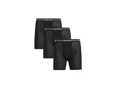 Calvin Klein Underwear Icon Active Mesh Boxer Briefs Long 3-pack In Black