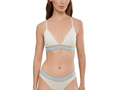 Calvin Klein Underwear Icon Cotton Modal Stripe Triangle Bralette Women's Bra Tofu: Md (women's 8-10) In Brown