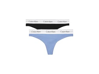 Calvin Klein Underwear Icon Cotton Modal Thong 2-pack In Blue