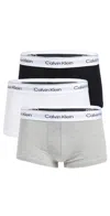 Calvin Klein Underwear Icon Cotton Stretch 3 Pack Low Rise Trunks Grey Heather/white/black In Grey Heather/white/black