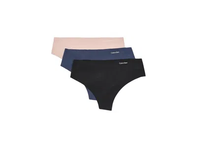 Calvin Klein Underwear Invisibles Microfiber Stretch Thong 3-pack Women's Underwear Black/cedar/speakeasy: Xl (women's 16-1 In Multi