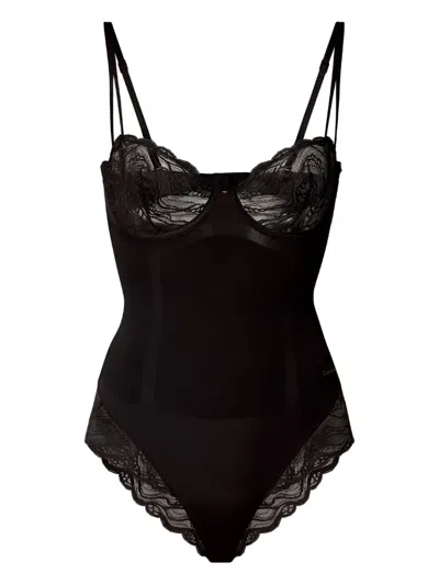 Calvin Klein Underwear Lace-trim Bodysuit In Black