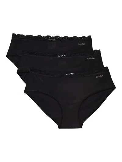 Calvin Klein Underwear Lace-trim Briefs (pack Of Three) In Black