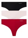 Calvin Klein Underwear Logo-print Thongs (pack Of Three) In Red