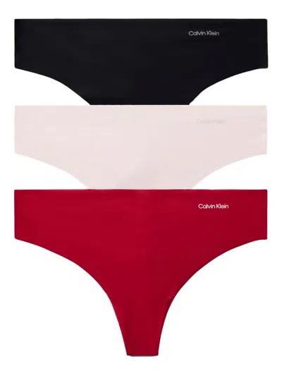Calvin Klein Underwear Logo-print Thongs (pack Of Three) In Red