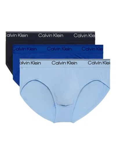 Calvin Klein Underwear Logo-waistband Briefs (pack Of Three) In Blue