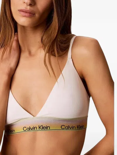 Calvin Klein Underwear Logo-tape Cotton Bralette In Pink